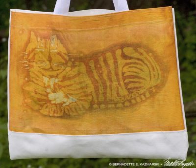 Ginger Kitty Batik tote bag detail