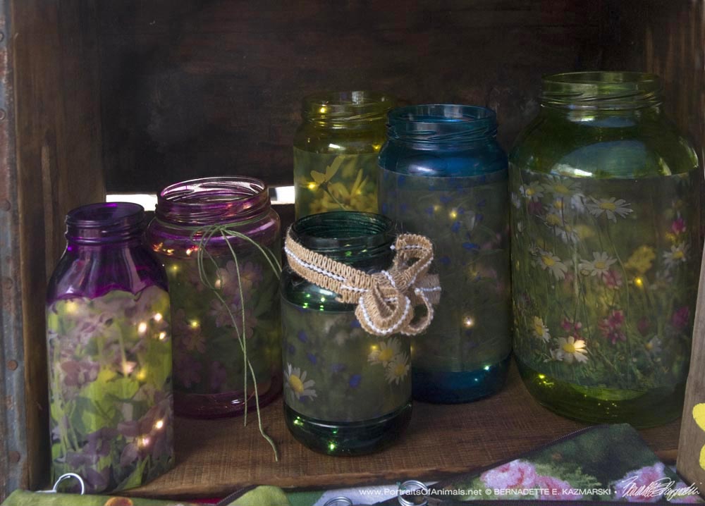 flowery glass jar votives