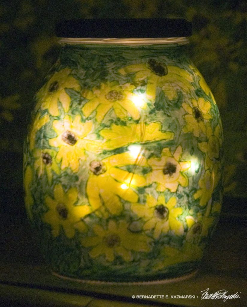 Handpainted Woodland Sunflowers Votive