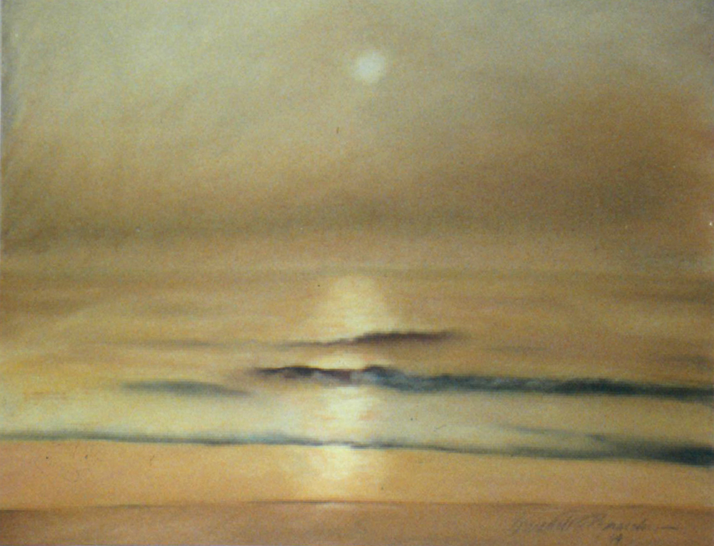 pastel of ocean sunrise