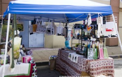The right side of the tent.