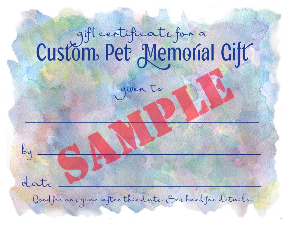 custom pet memorial gift certificate