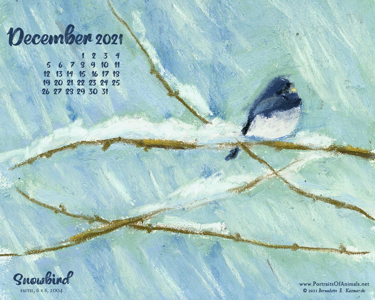 Desktop calendar, 1280 x 1024 for square and laptop monitors.