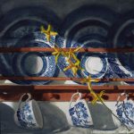 Blue and Yellow, Watercolor, 8.25 x 8.25, 2022 © Bernadette E. Kazmarski.