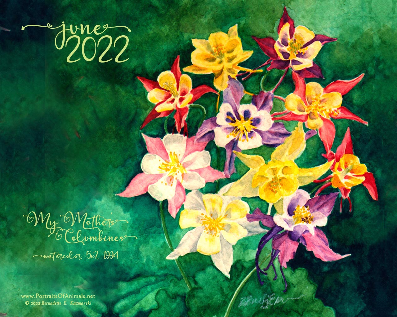 Desktop calendar, 1280 x 1024 for square and laptop monitors.