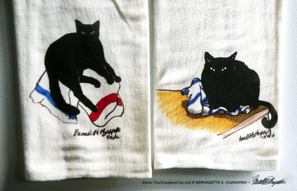 black cat dishtowels