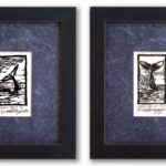 matted framed block prints of whales