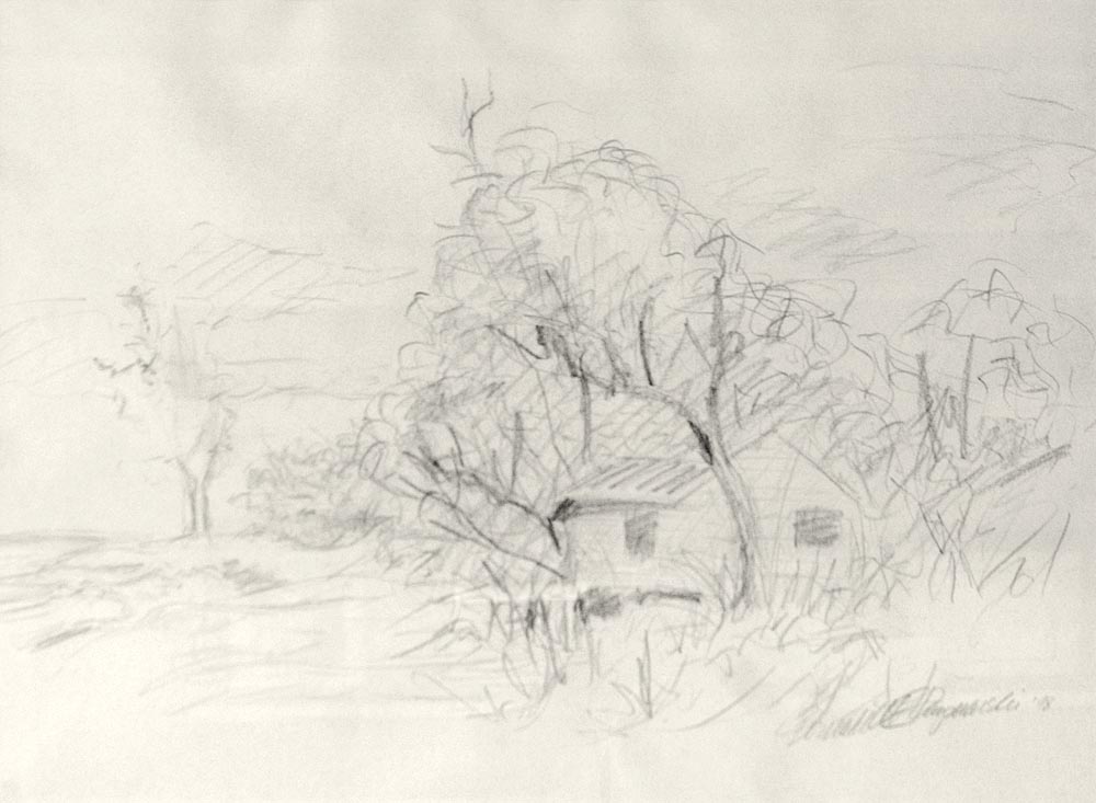 Incoming Storm, pencil, 16 x 22, 1998 ยฉ Bernadette E. Kazmarski