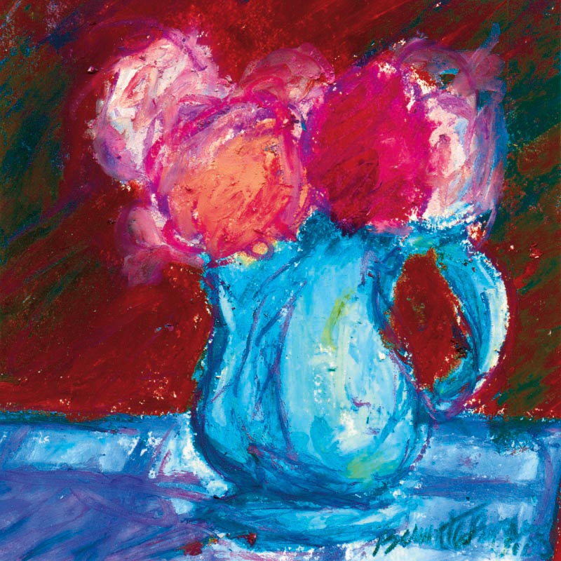 oil pastel of geraniums