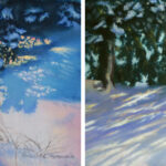 Morning Snow 1 and 2, each 8" x 8", pastel, 1998 © Bernadette E. Kazmarski