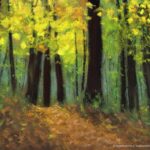 pastel of autumn scene in woods