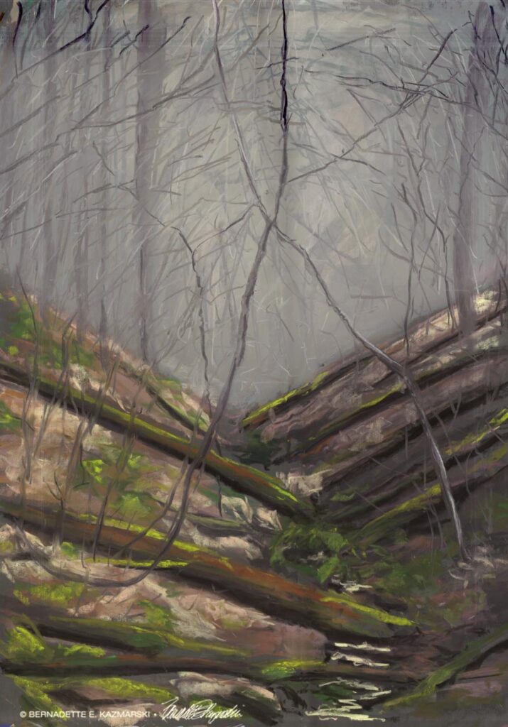 Forest Bathing, pastel, 16 x 22, 2023 © Bernadette E. Kazmarski