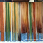 abstract acrylic painting of trees in woods