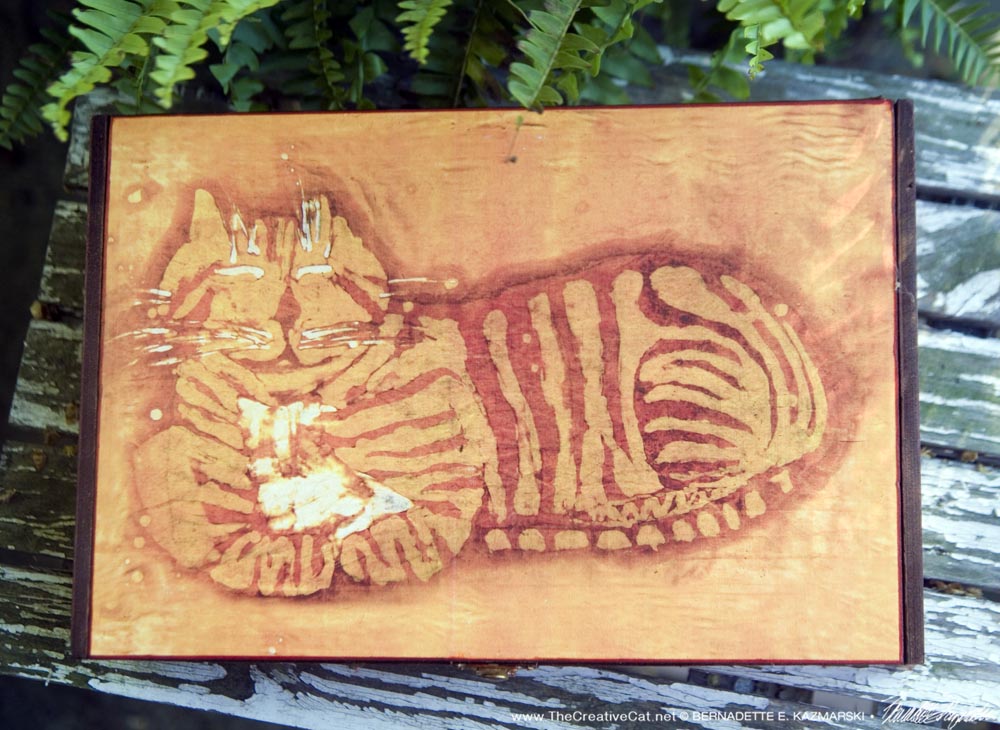 Smiling Ginger Kitty Batik keepsake top