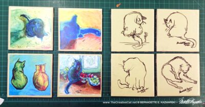tiles with cat artwork