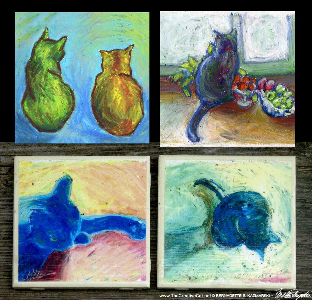 Cats After van Gogh set of tiles.