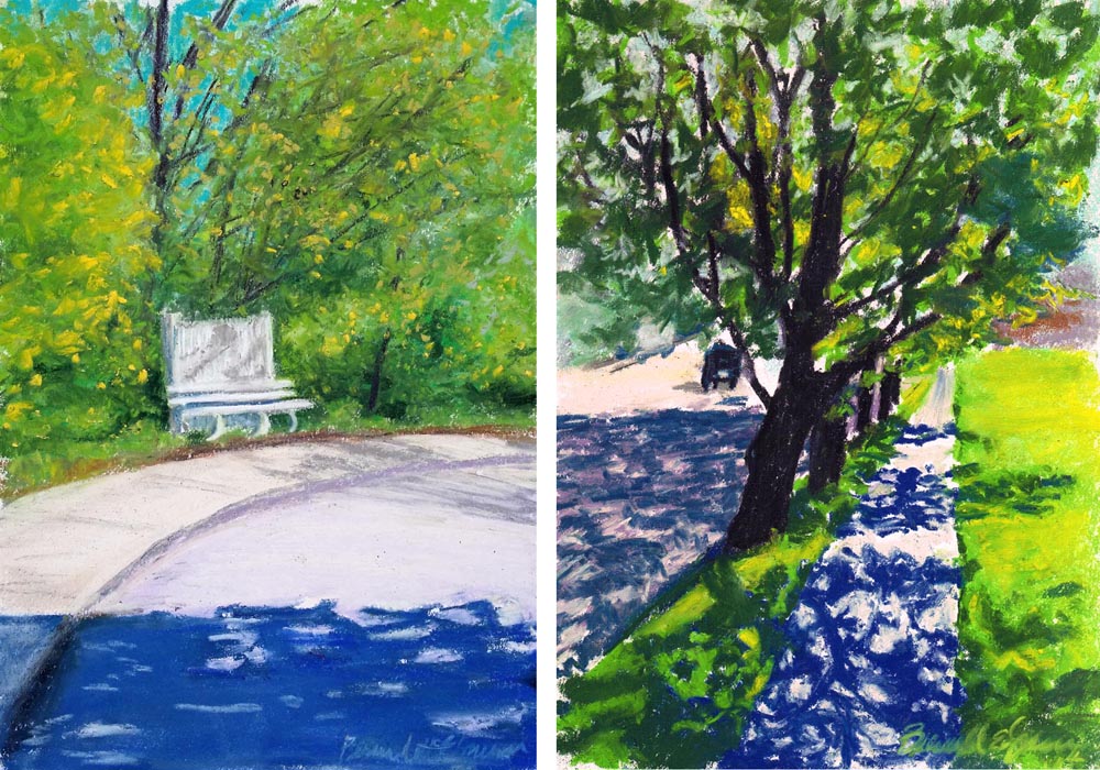two spring pastel paintings
