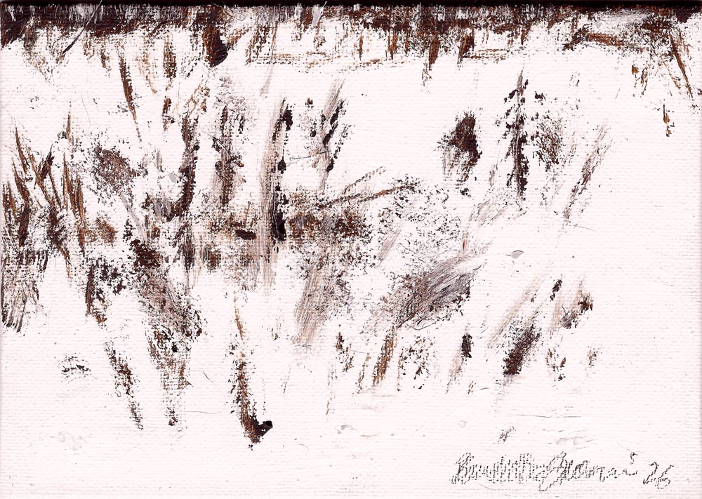 "Winter Garden," acrylic, 5" x 7", 2026 © Bernadette E. Kazmarski