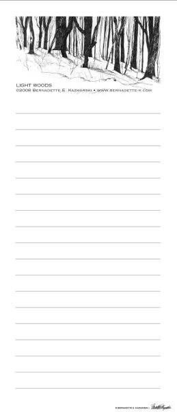 "Light Woods" note pad.