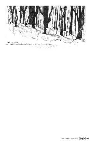 "Light Woods" note paper.