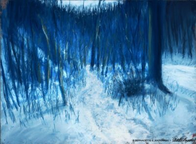 "Wandering in the Snow," pastel, 9" x 12", 2026 © Bernadette E. Kazmarski
