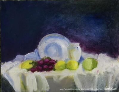 An oil painting class still life, 14 x 18.