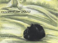Featured Feline Artwork and November Desktop Calendar: Autumn Afternoon Bed