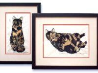 Celebrate Tortie Girls With a Set of Hand-tinted Linoleum Block Prints