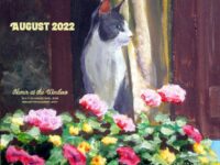 Featured Feline Artwork and August Desktop Calendar: Namir at the Window