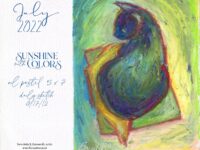 Featured Feline Artwork and July Desktop Calendar: Sunshine With Colors