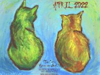 Featured Feline Artwork and April Desktop Calendar: Two Cats After van Gogh 10th Anniversary