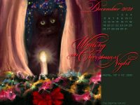 Featured Artwork and December Desktop Calendar: Waiting on Christmas Night – The Creative Cat