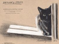 January Feline Desktop Calendar: Waiting Around the Corner